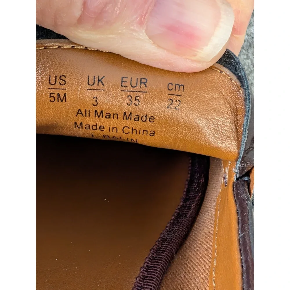 Franco Sarto High Shine Brown Balin Lug Sole Loafers Women's 5 M EUC